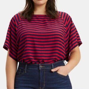 Levi's Women's Curvy French Girl Striped Raglan Short Sleeve Retro 90s Grunge 3X